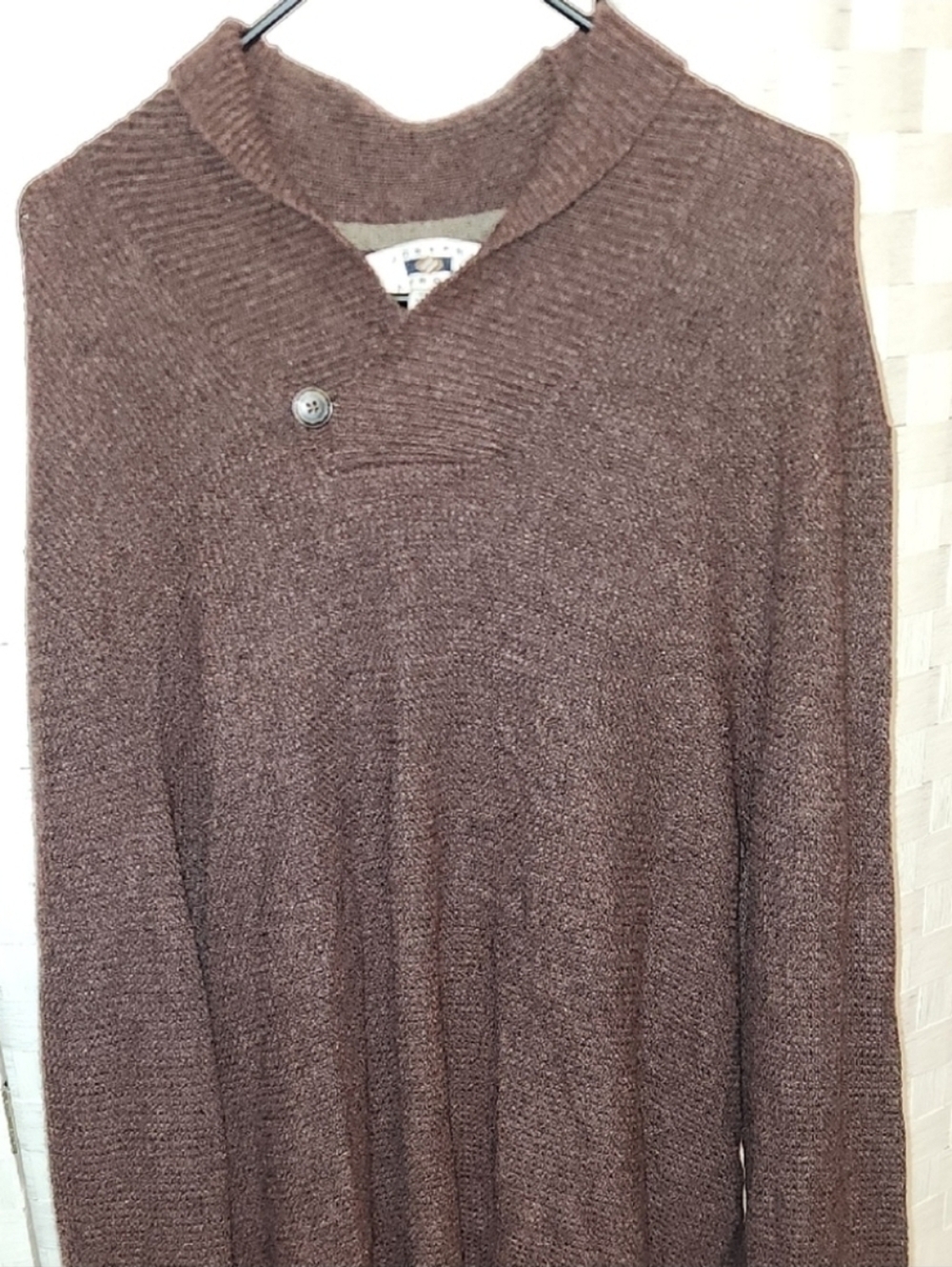 Joseph Abboud Sweater Mens Large Maroon Brown Wool Shawl Collar Sz 3XLT